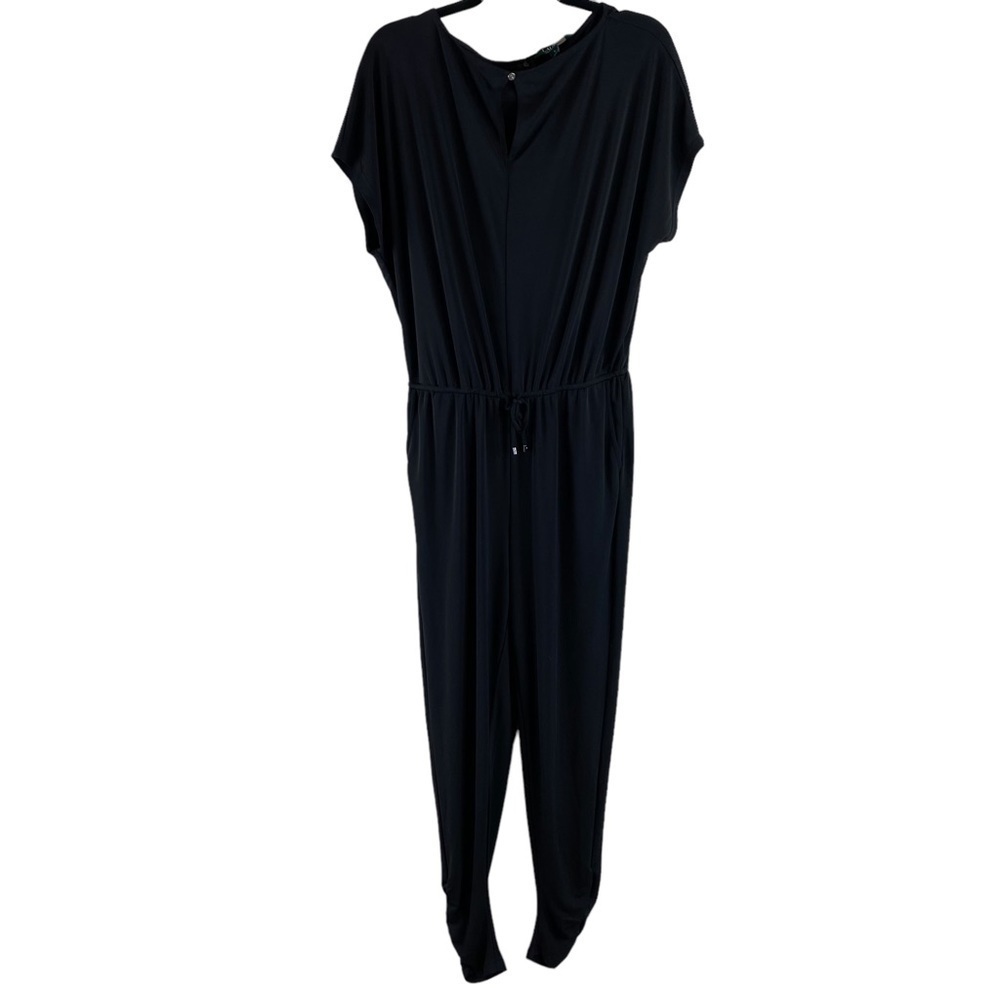 LAUREN RALPH LAUREN Drattea Jumpsuit Black Keyhole Front SIZE S
